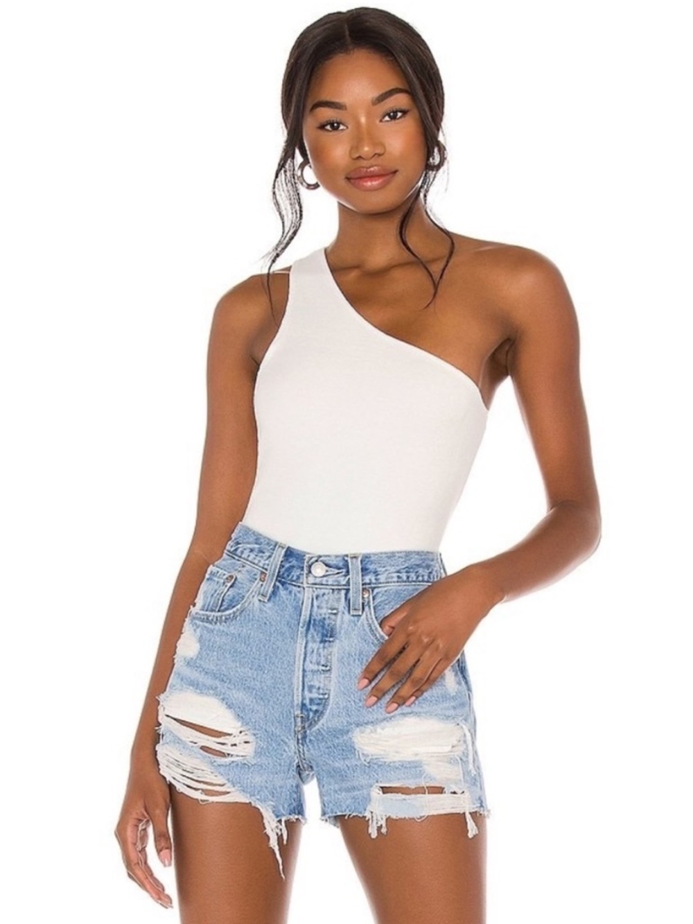 Superdown One Shoulder Thong Bodysuit M